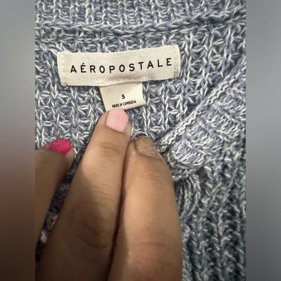 Aeropostle Striped Cropped Henley Sweater - Picture 6 of 6